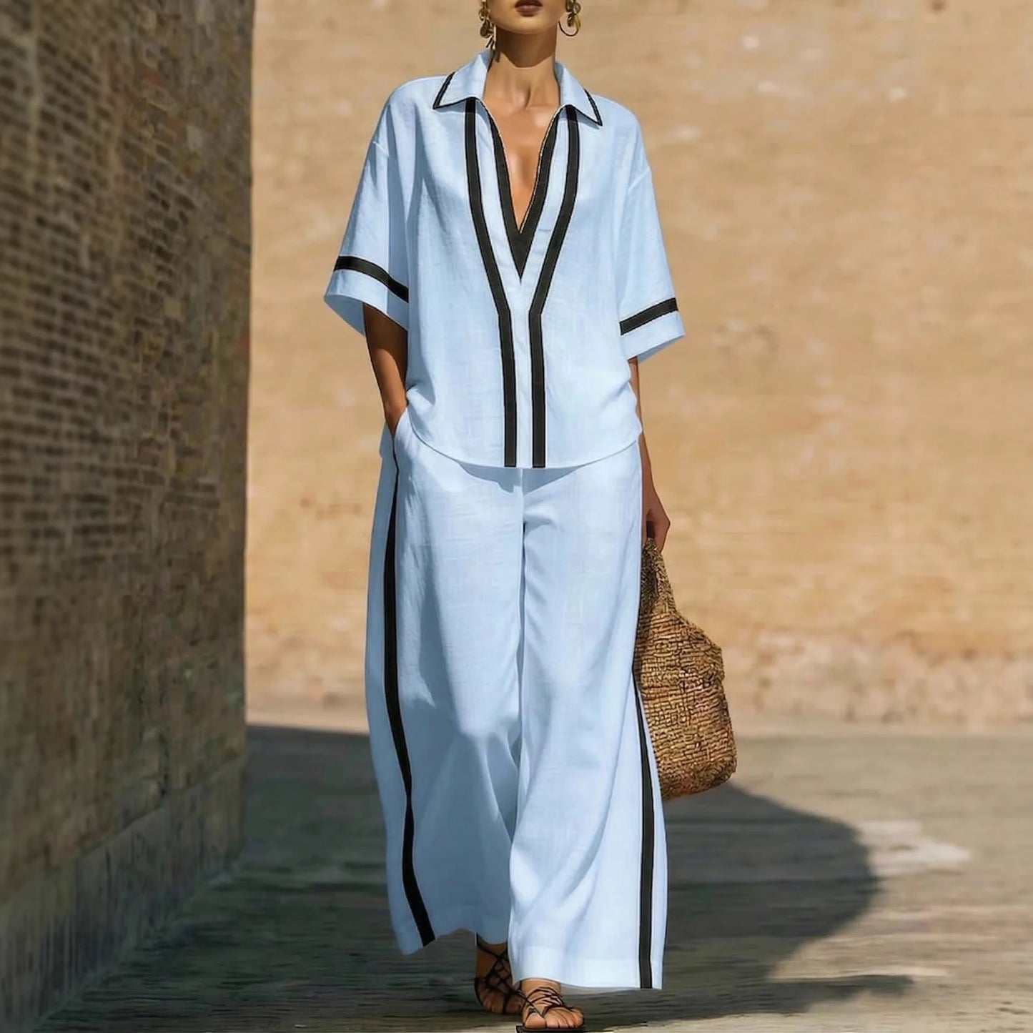 Women's Summer Loose Wide-Leg Casual Suit
