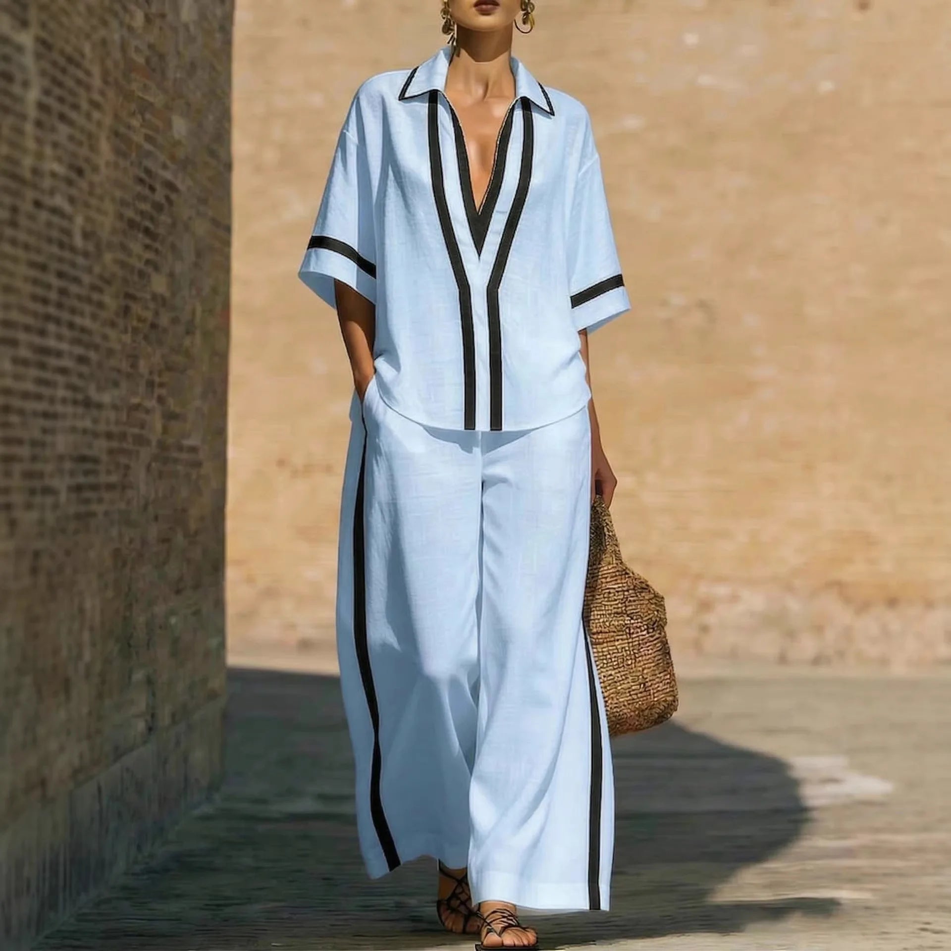 Women's Summer Loose Wide-Leg Casual Suit