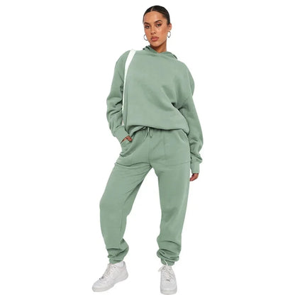 Bellanica - Women's Solid Hooded Sweatshirt Set