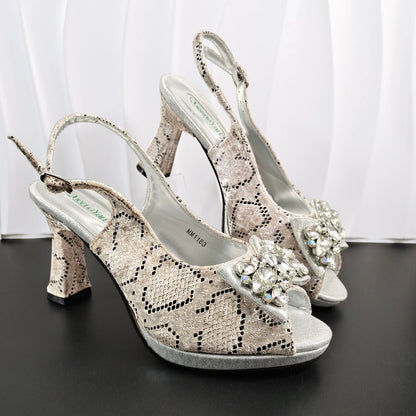 Bellanica - Talons à strass violets avec sac assorti