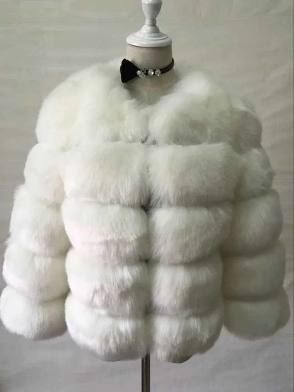 Faux Fox Fur Coat – White