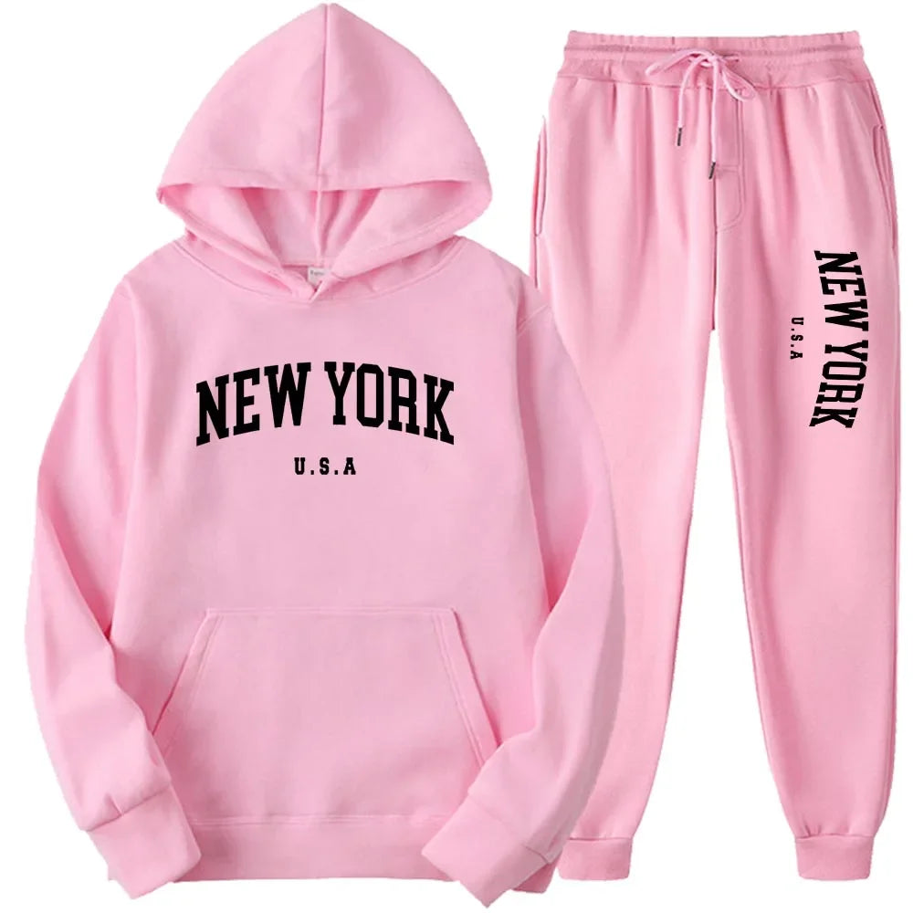 Bellanica - New York Print Casual Hoodie Set