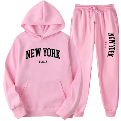 Bellanica - New York Print Casual Hoodie Set