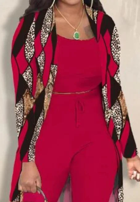 Women's Striped Three-Piece Pants Outfit Set