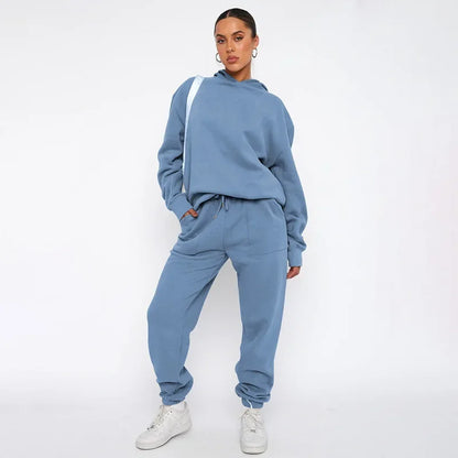 Bellanica - Women's Solid Hooded Sweatshirt Set