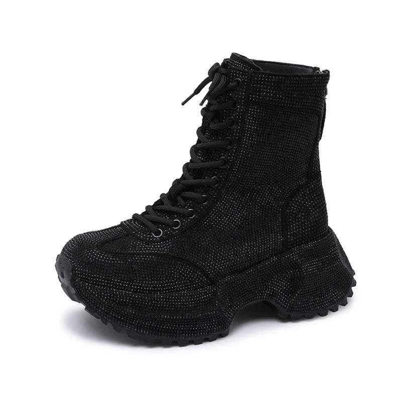 Bellanica - Women’s casual rhinestone height-increasing boots
