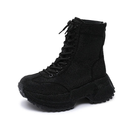 Bellanica - Women’s casual rhinestone height-increasing boots