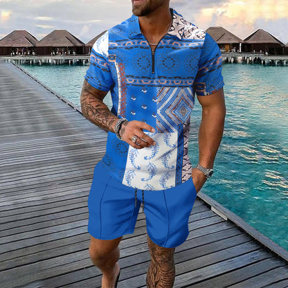 Bellanica - Men's 3D Print Polo Short Set