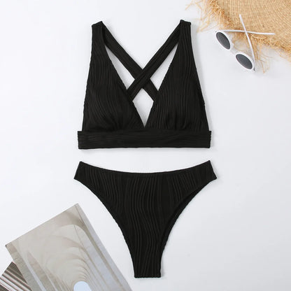 Bellanica - Crinkled High-Cut Bikini Set