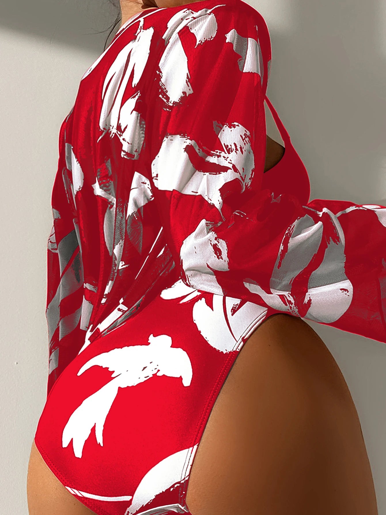 Three-Piece Printed Bikini Set with Cover-Up