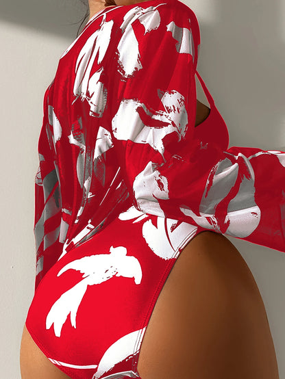 Three-Piece Printed Bikini Set with Cover-Up