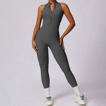 Bellanica - Backless Scrunch Zip Gym Jumpsuit