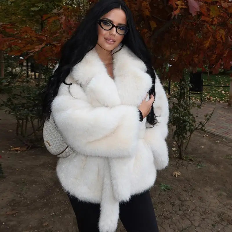 Bellanica - Luxury Warm Thick Faux Soft Fur Coat Women