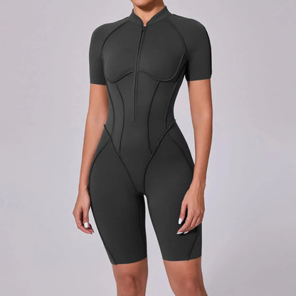 Bellanica - Seamless Zipper Yoga Gym Jumpsuit