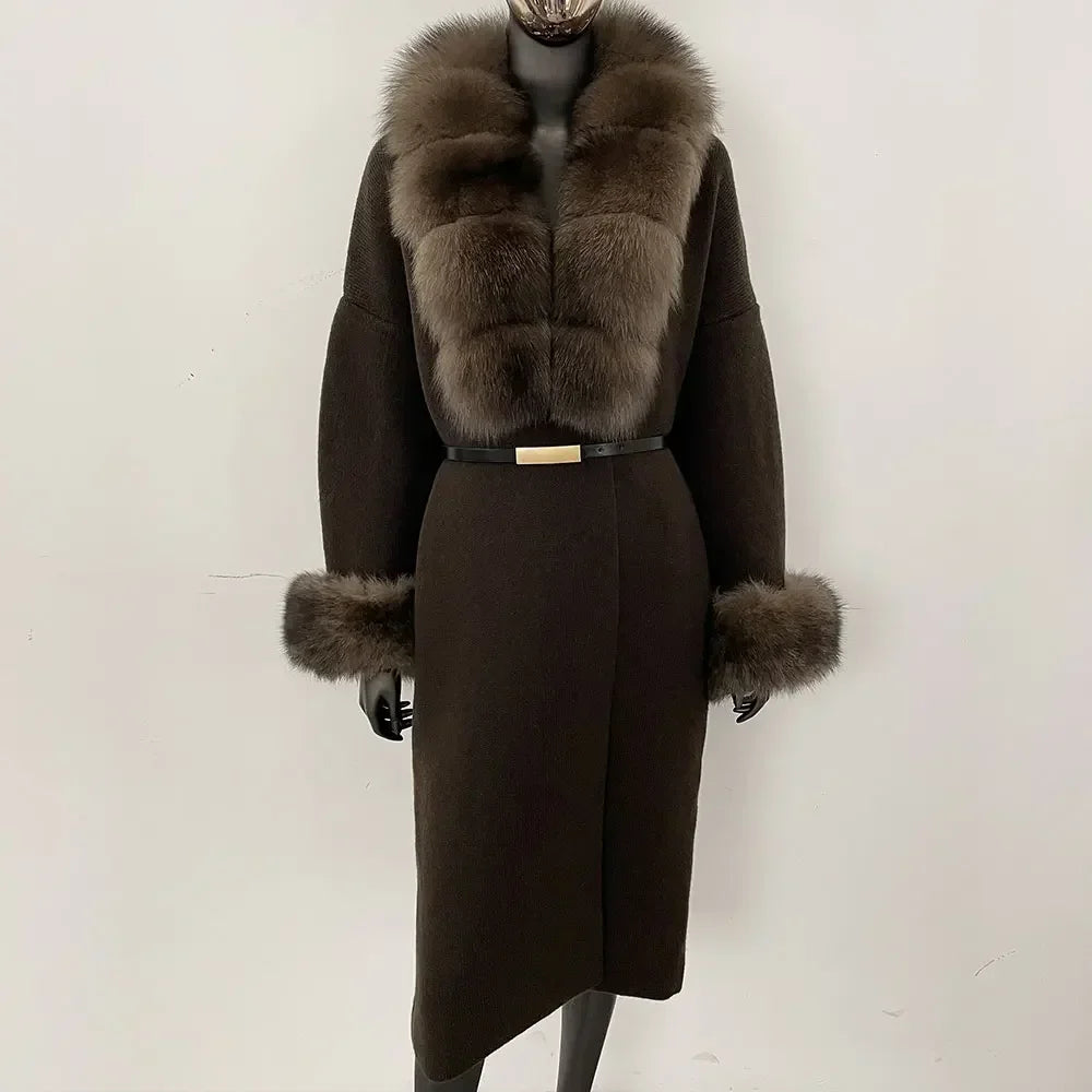 Bellanica - Real Fox Fur Jacket Long Knitwea