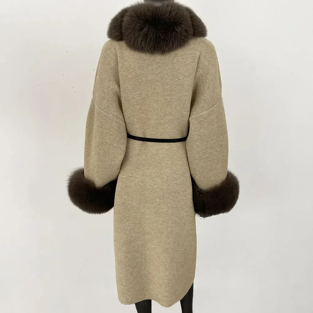 Bellanica - Real Fox Fur Jacket Long Knitwea