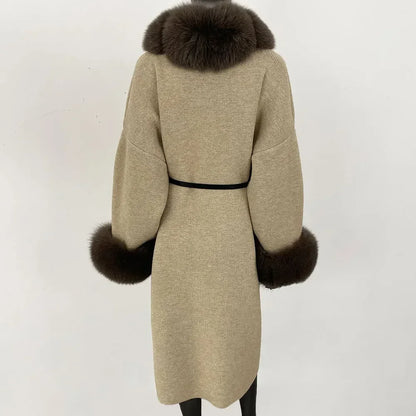 Bellanica - Real Fox Fur Jacket Long Knitwea