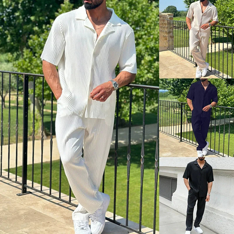 Bellanica - Men's Summer Casual Button Shirt Set