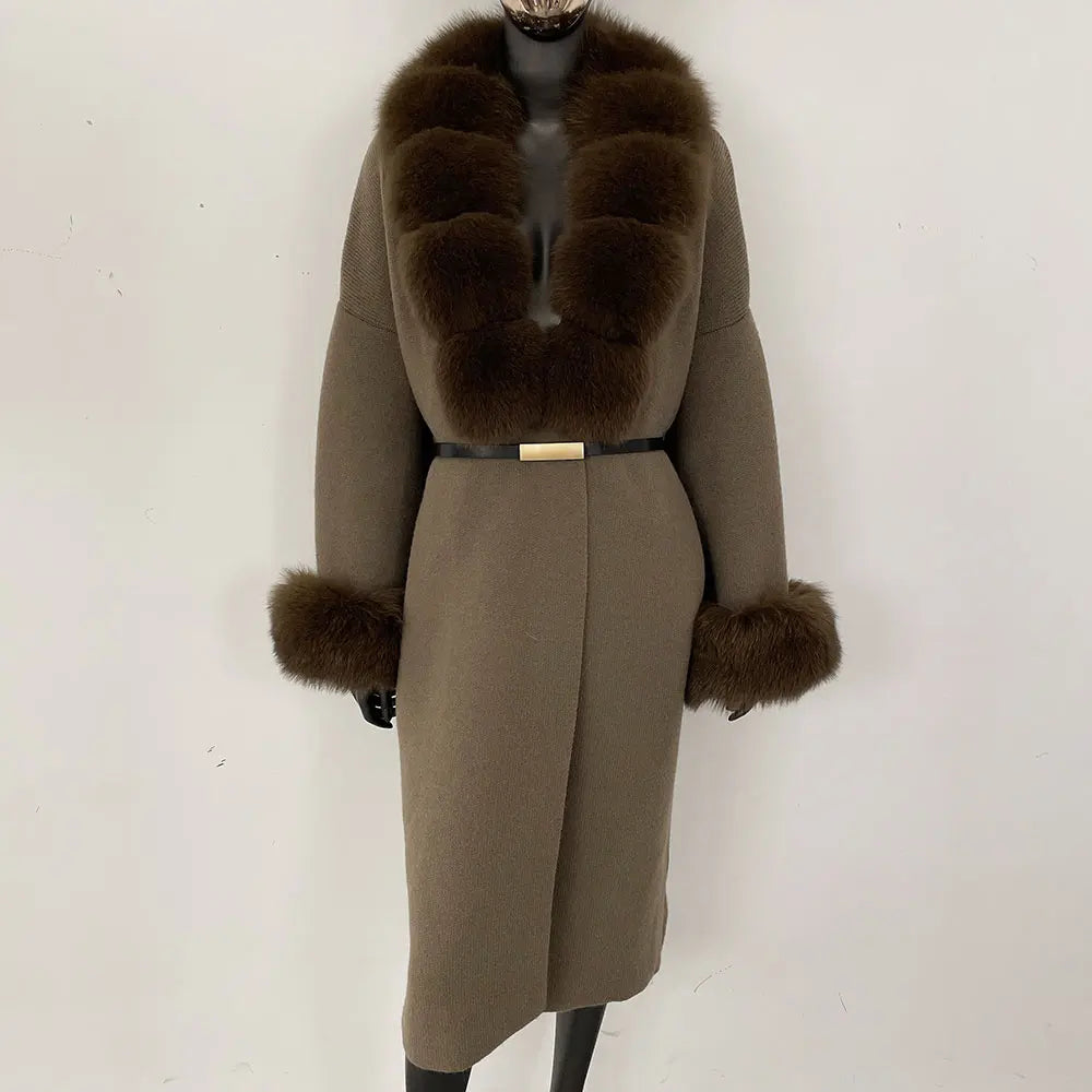 Bellanica - Real Fox Fur Jacket Long Knitwea