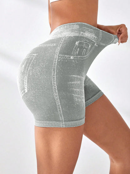 Bellanica - Sexy Seamless Denim Yoga Shorts