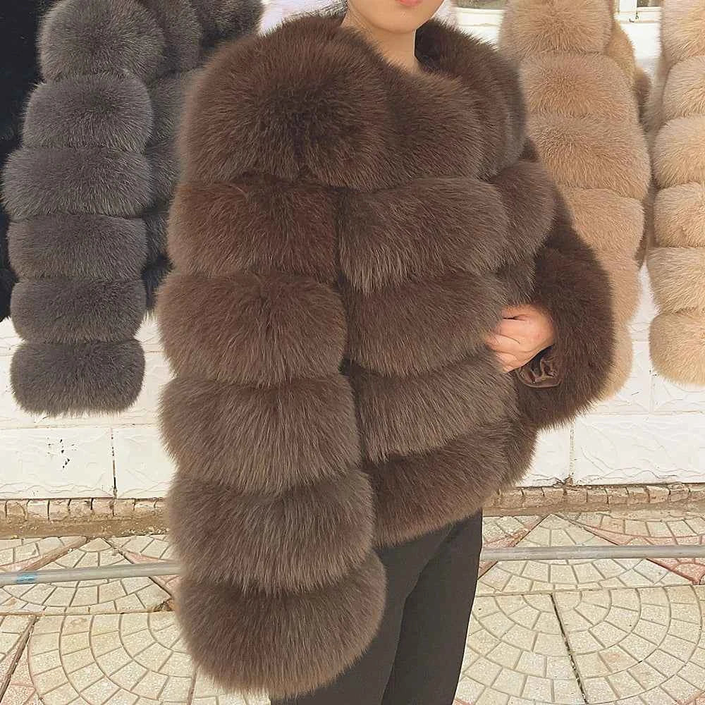 Faux Fox Fur Coat – White