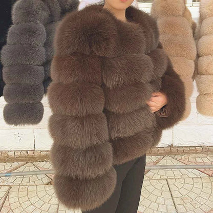 Faux Fox Fur Coat – White