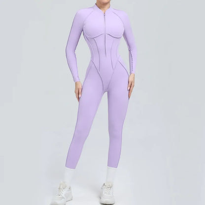 Bellanica - Seamless Zipper Yoga Gym Jumpsuit