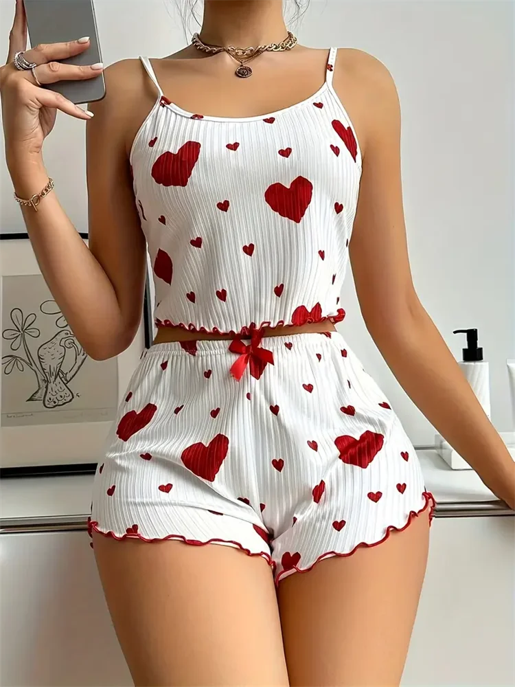 Women's Heart Print Pajama Set