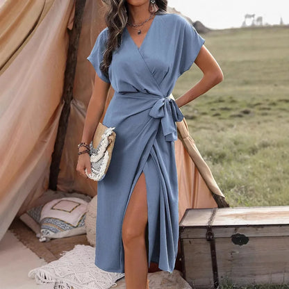 Bellenica - Elegant Summer V-Neck Wrap Dress