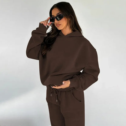 Bellanica - Women's Solid Hooded Sweatshirt Set