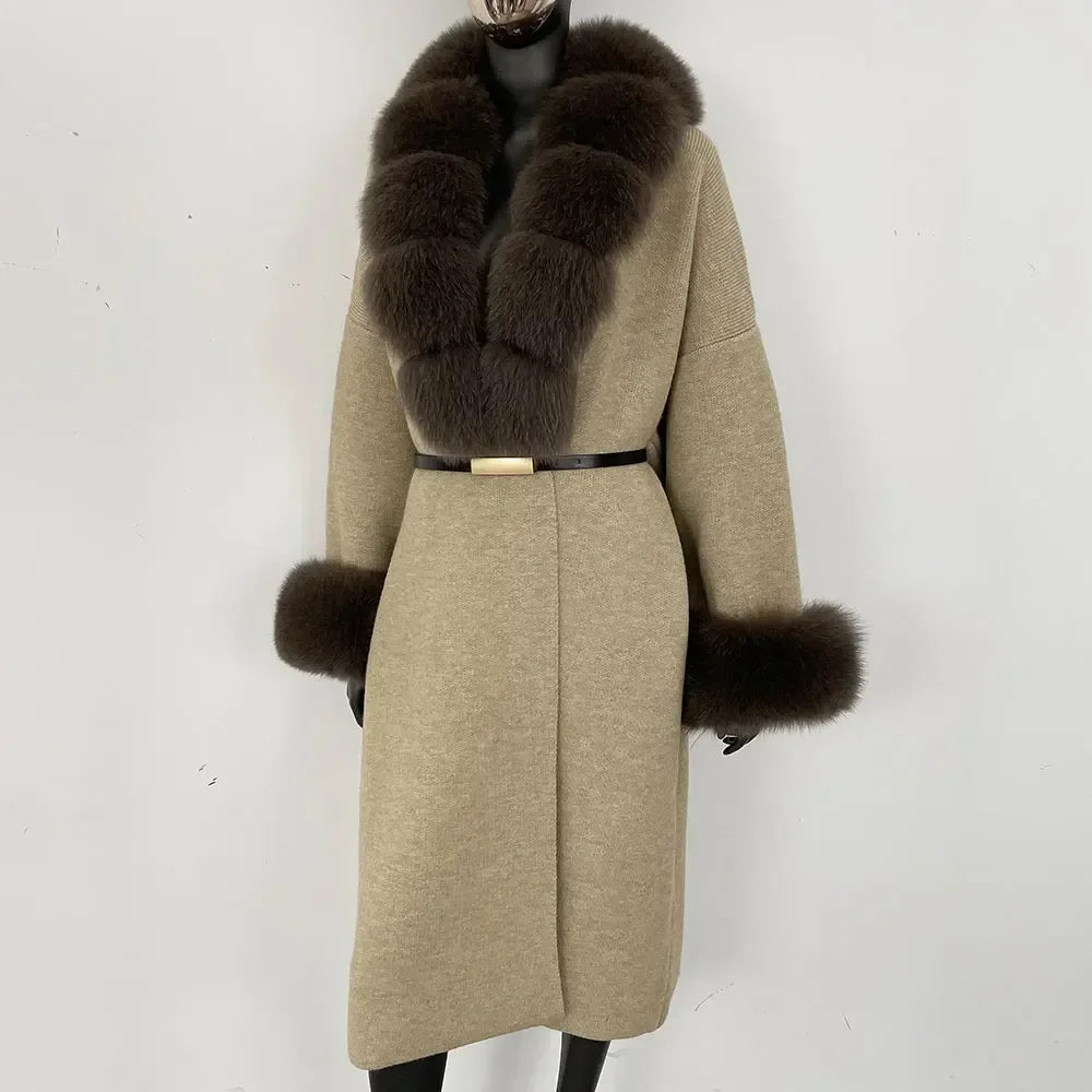 Bellanica - Real Fox Fur Jacket Long Knitwea