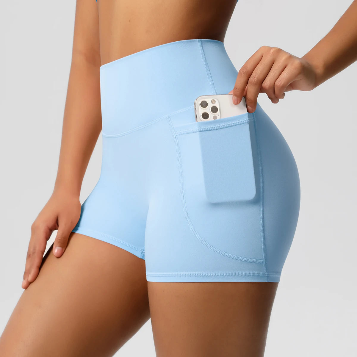 Bellanica - High-waist pocketed squat-proof shorts
