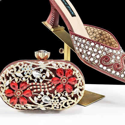 Bellanica - Talons élégants avec sac en diamant assorti