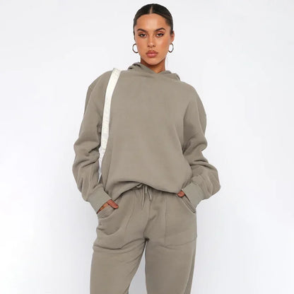 Bellanica - Women's Solid Hooded Sweatshirt Set