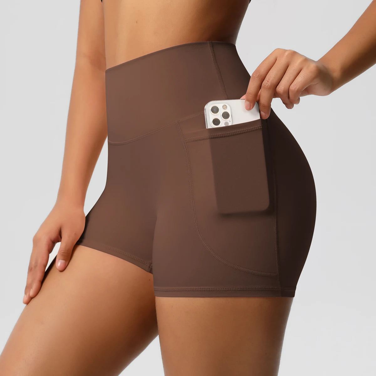 Bellanica - High-waist pocketed squat-proof shorts