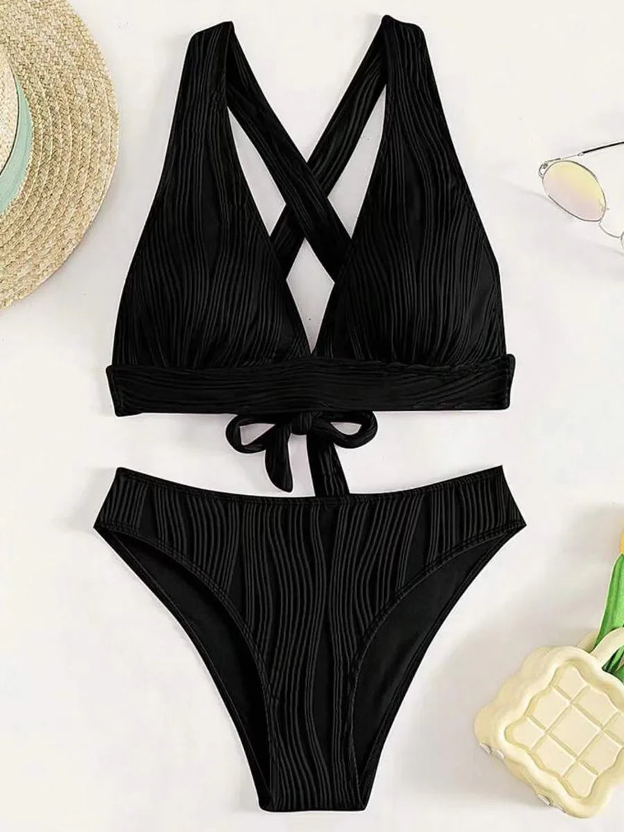 Bellanica - Crinkled High-Cut Bikini Set