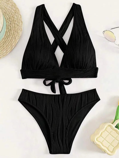 Bellanica - Crinkled High-Cut Bikini Set