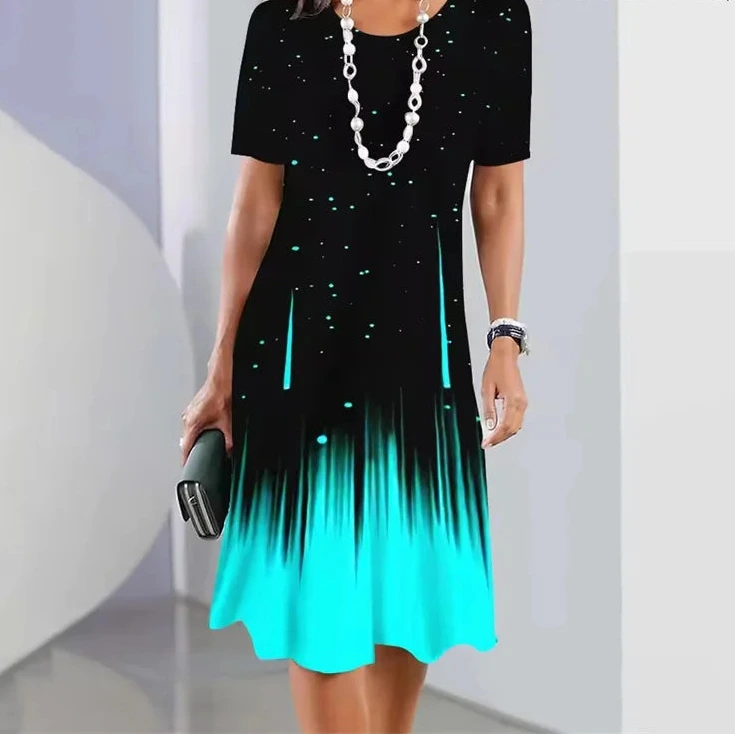Vintage Gradient A-Line Summer Women's Dress