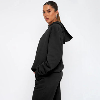 Bellanica - Women's Solid Hooded Sweatshirt Set
