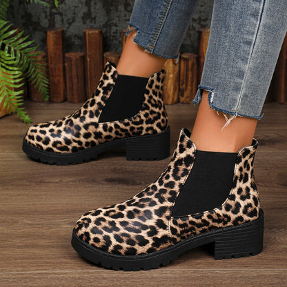 Bellanica - Leopard thick-bottom Chelsea boots
