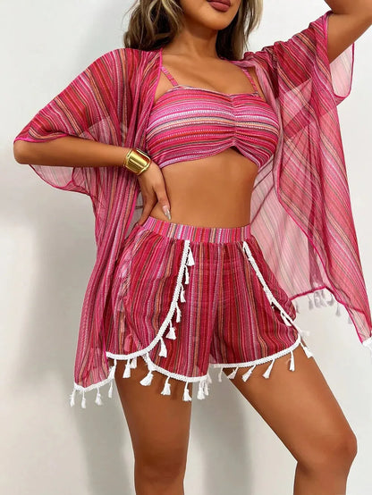 Tassel Bikini Set with Cover-Up