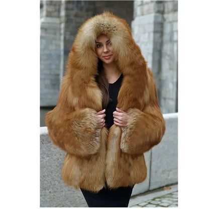Bellanica - Warmth Fox Fur Coat Women's Large Size