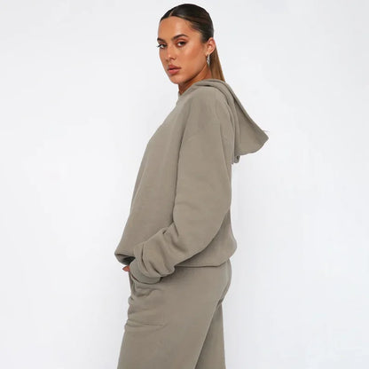 Bellanica - Women's Solid Hooded Sweatshirt Set