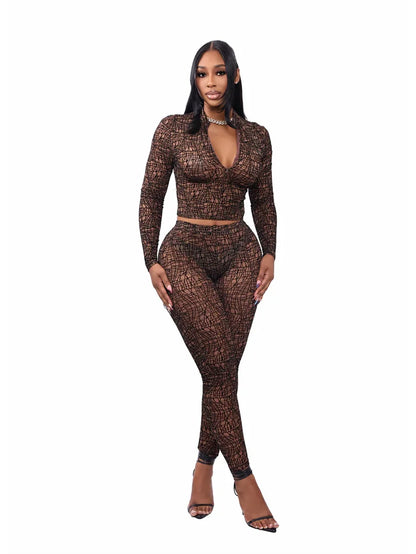 Bellanica - Ensemble deux pièces crop en maille transparente clubwear
