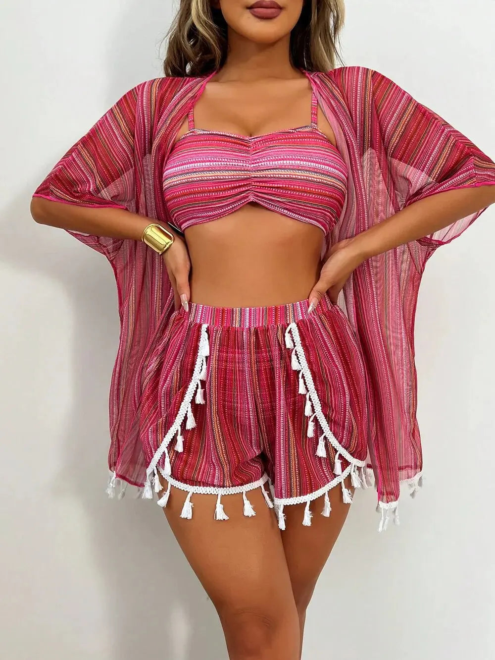 Tassel Bikini Set with Cover-Up