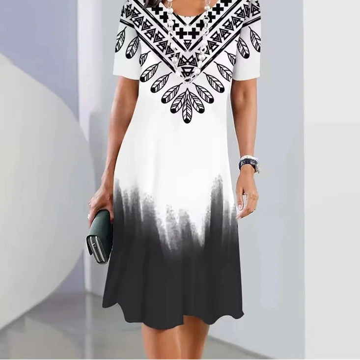 Vintage gradient A-line summer women’s dress