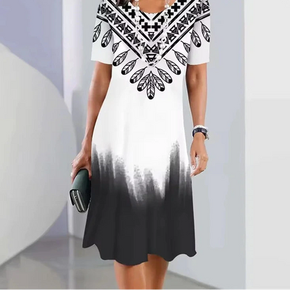 Vintage gradient A-line summer women’s dress