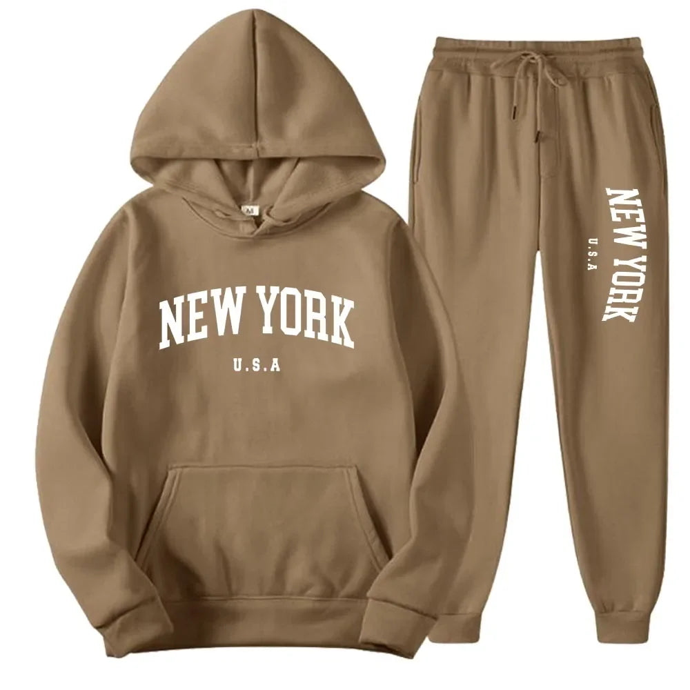 Bellanica - New York Print Casual Hoodie Set