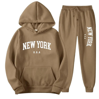 Bellanica - New York Print Casual Hoodie Set