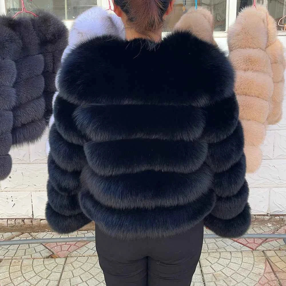 Faux Fox Fur Coat – White